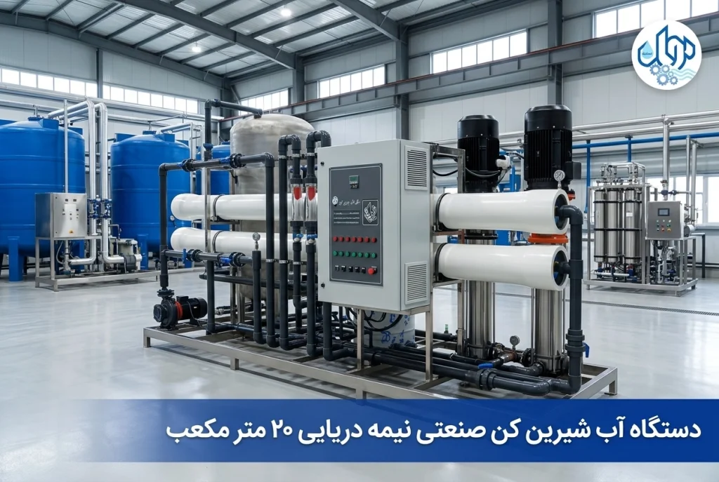 دستگاه آب شیرین کن صنعتی نیمه دریایی با ظرفیت ۲۰ متر مکعب در ساعت